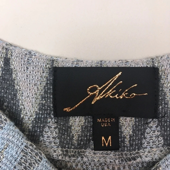 Akiko Butterfly Sleeve Zig Zag Knit Blouse M - Picture 3 of 5